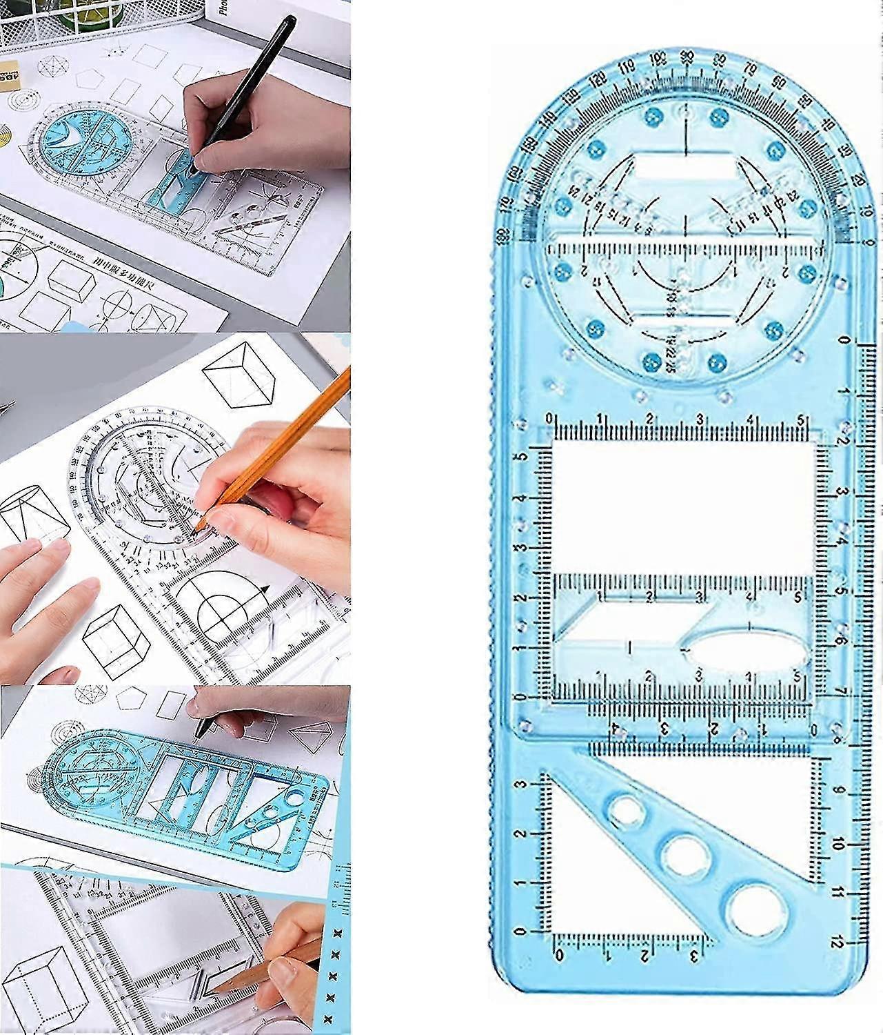 Multifunctional Geometric Ruler, Mathematics Drawing Ruler, Geometric Drawing Template Measuring Draft Rulers For Student School Office