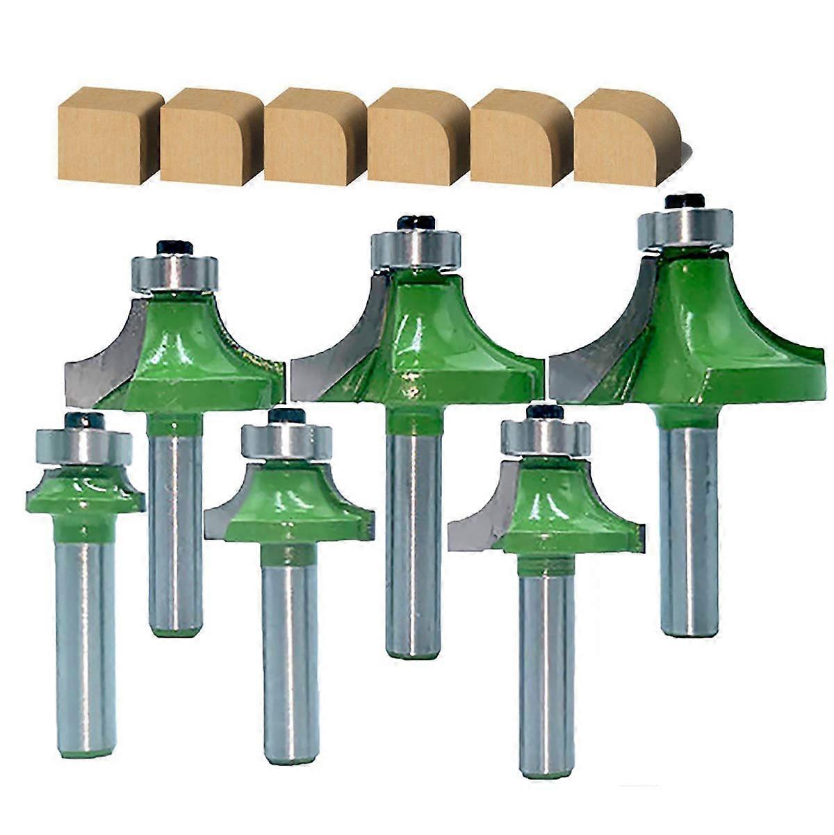 6 Pack 8mm Round End Mills Round Shank Corner Radius Router Bits Round Over and Beading Edging Router Bit with Bearing for Woodworking