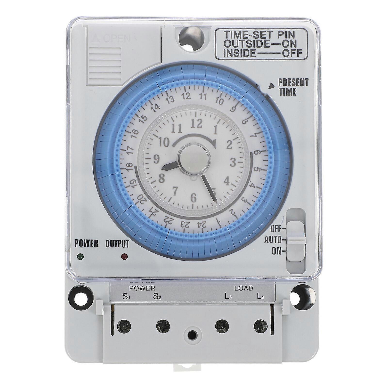 Precise Timer Mechanical Time Control Switch Portable Timer Durable Time Switch Timing Mechan for Home Kitchen (White 12VAC/DC)