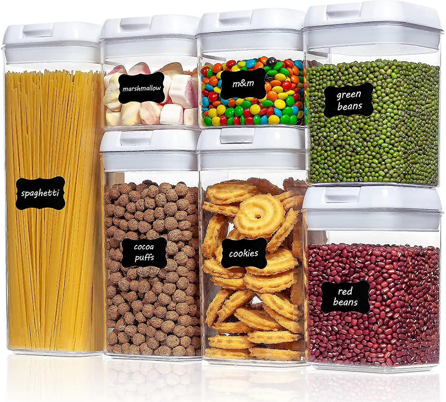 Airtight Food Storage Containers, 7 Pieces BPA Free Plastic Cereal Containers with Easy Lock Lids, for Kitchen Pantry Organization and Storage, Inclu