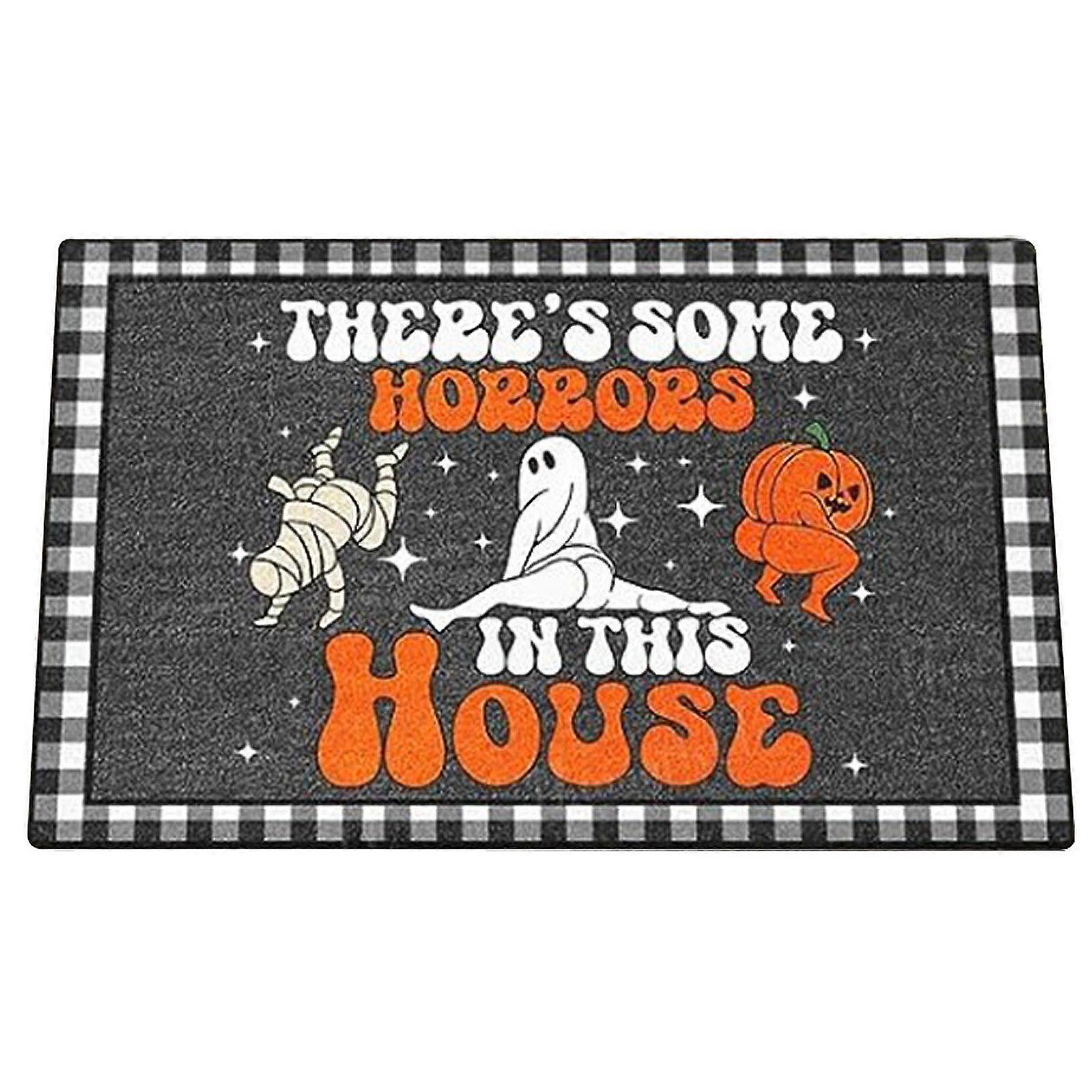 Legrační halloweenská rohožka, legrační rohožka, halloweenská rohožka, uvítací rohožka, legrační rohožka, v tomhle domě jsou nějaké hrůzy