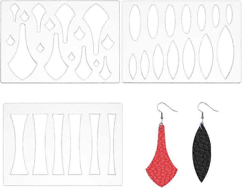 DIY 3Pcs 3 Styles Acrylic Earrings Making Template Reusable Cutting Stencils with Different Patterns Jewellery Design Template Stencils for Earrings B