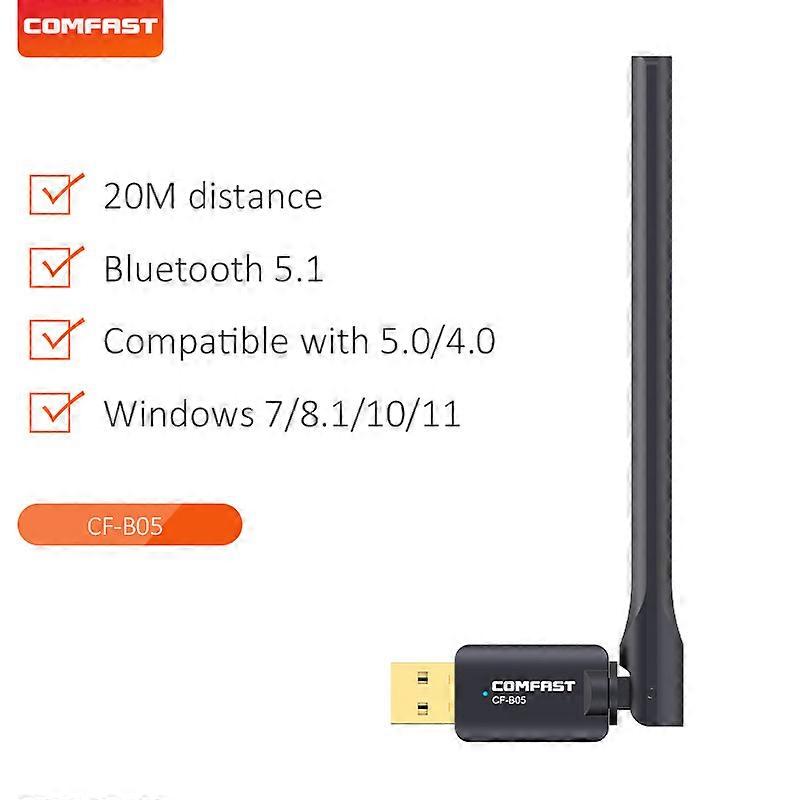 Black Wireless Antenna USB Bluetooth5.1 Adapter Wireless Dongle Speaker Mouse Music Audio Receiver Transmitter For PC Computer