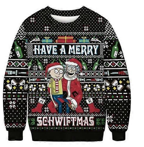 Cartoon Rick, Morty Navidad impresión 3D parejas sudadera sudadera con capucha moda jersey tops