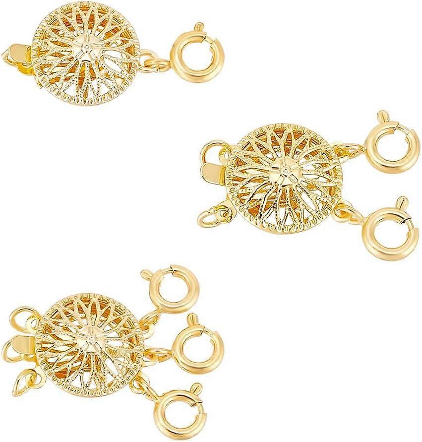 3Pcs Layered Necklace Clasps 3 Styles Multiple Strands Separator Jewelry Spacers Clasps Necklace Connector Box Clasp with Spring Ring Clasp Converter