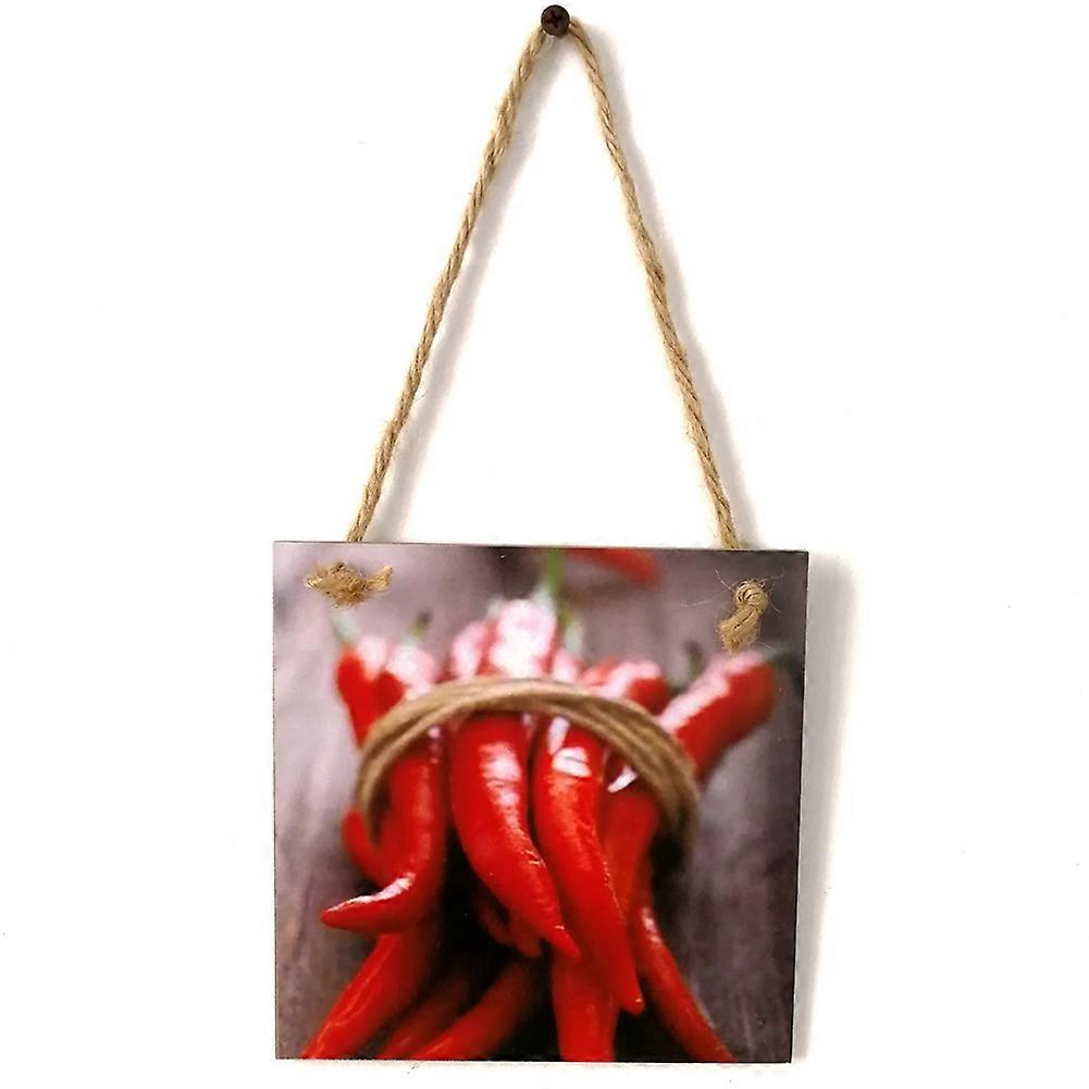 Square Shape Pepper Pattern Hanging Wall Decoration Ornament Home Kitchen Decor
