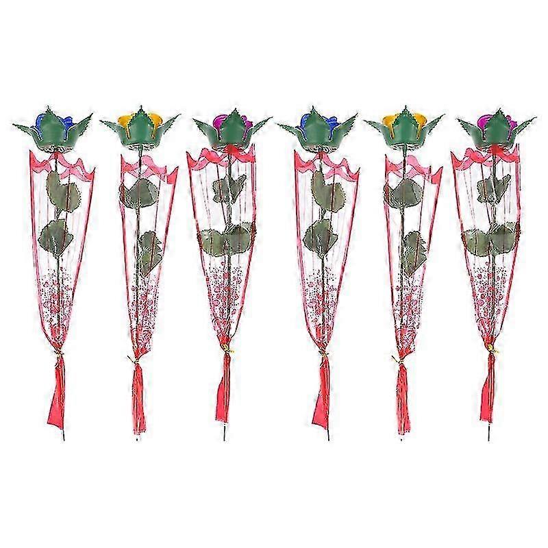 6 قطع الملونة مضيئة الورد ديكور أدى محاكاة باقة الورد حية مضيئة روز باقة رومانسية عيد الحب هدية دقيقة مشهد الزفاف تخطيط