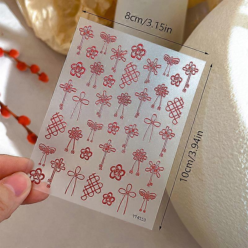 Spring Festival Chinese New Year Relief Concentric Knot Nail Stickers Chinese Exquisite Hollow Lines Joyful Wind Belt