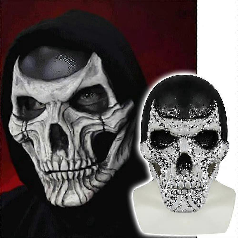 Halloween Decor Black Head Skull Mask Scary Skeleton Full Head Cover Skull Face Mask With Moving Jaw Party Prop