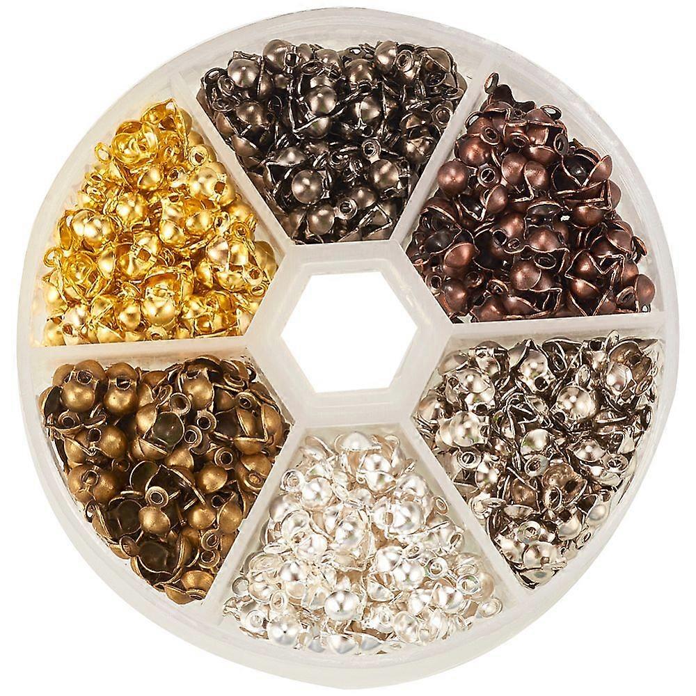 1 Box 6 Colors Iron Open Bead Tips Knot Covers Clamshells Terminators Cord Wire Crimp End Cap for Jewelry Making- Multicolor