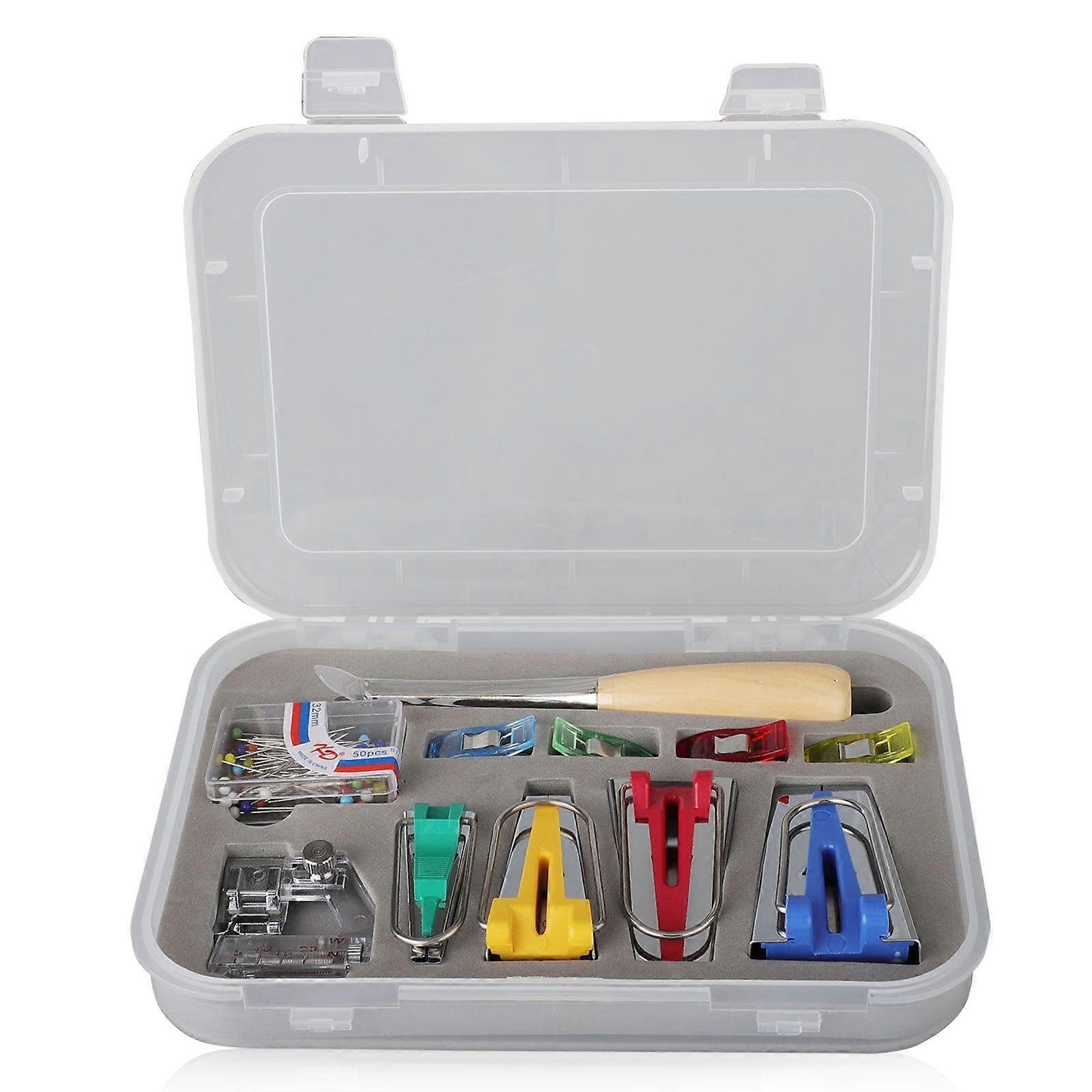 Bias Tape Maker Kits All 5 Sizes Binding Foot Craft Clips Awl Quilter's Pin