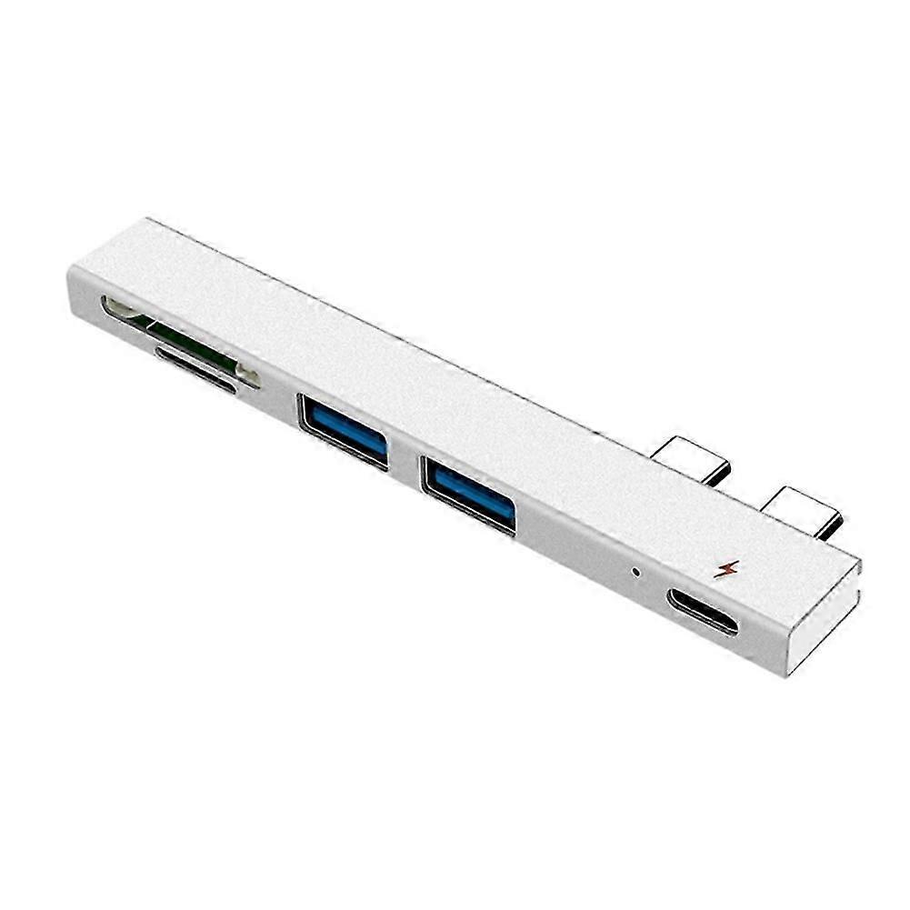 Double- Type-c 2.0 Hub Multi-function Hub Sd/tf Card Reader Type -in-one Expansion Dock Silver