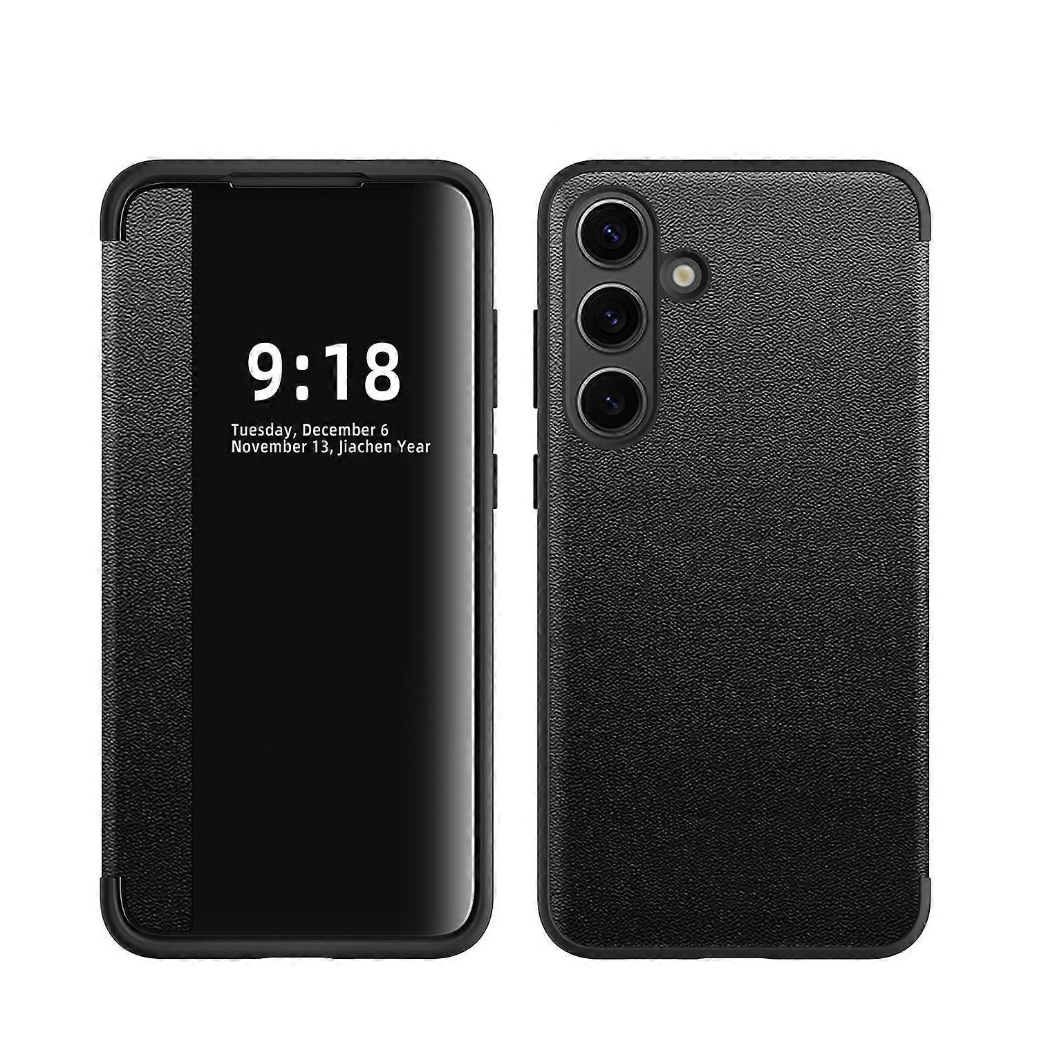 For Samsung Galaxy S25 Plus 5G Mirror View Smart Cover Case Black