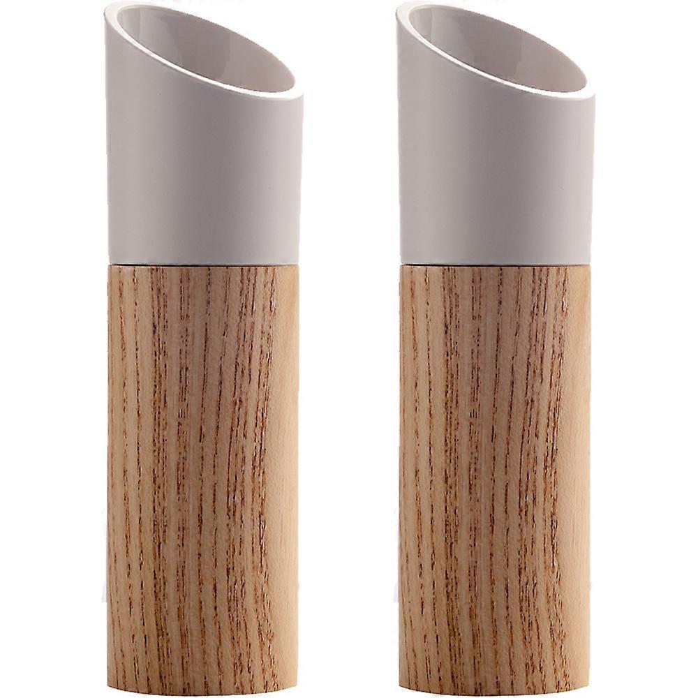 Wood Salt and Pepper Grinder Set, Adjustable Coarseness, Refillable