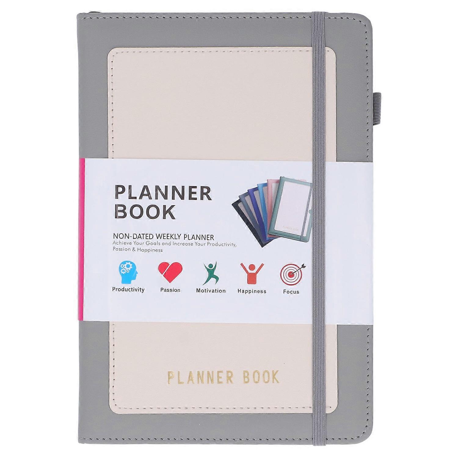 Weekly Planner A5 Ink Proof Ribbon Marker Thick Paper Smoothing Weekly Goals Notebook for School Off