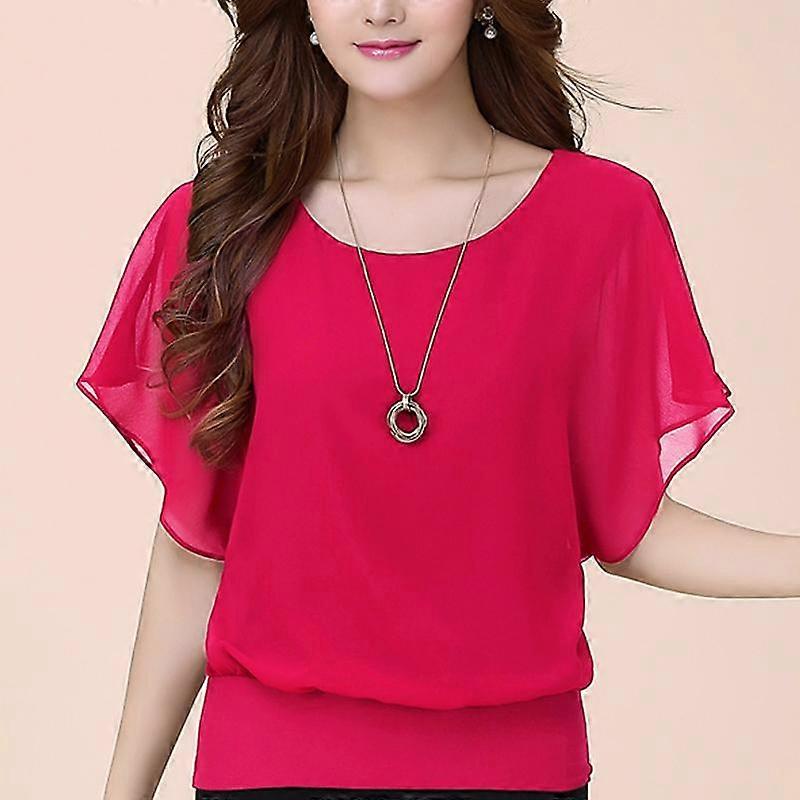 Oversized Chiffon Batwing Blouse - Plus Size