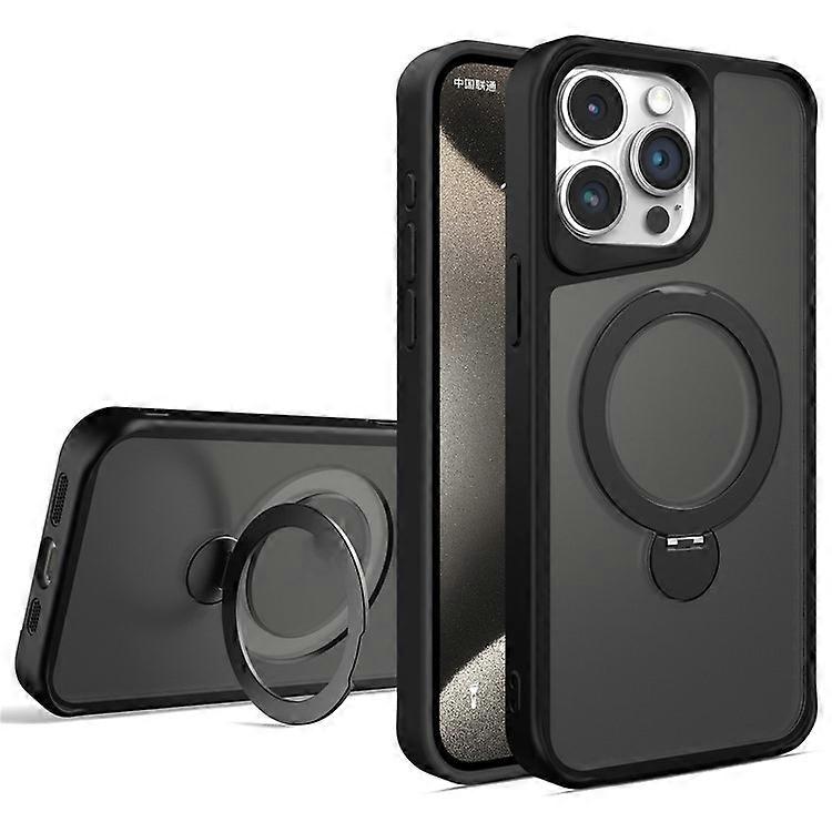 Compatible For iPhone 16 Pro Case Compatible with MagSafe PC+TPU Ring Kickstand Cell Phone Cover