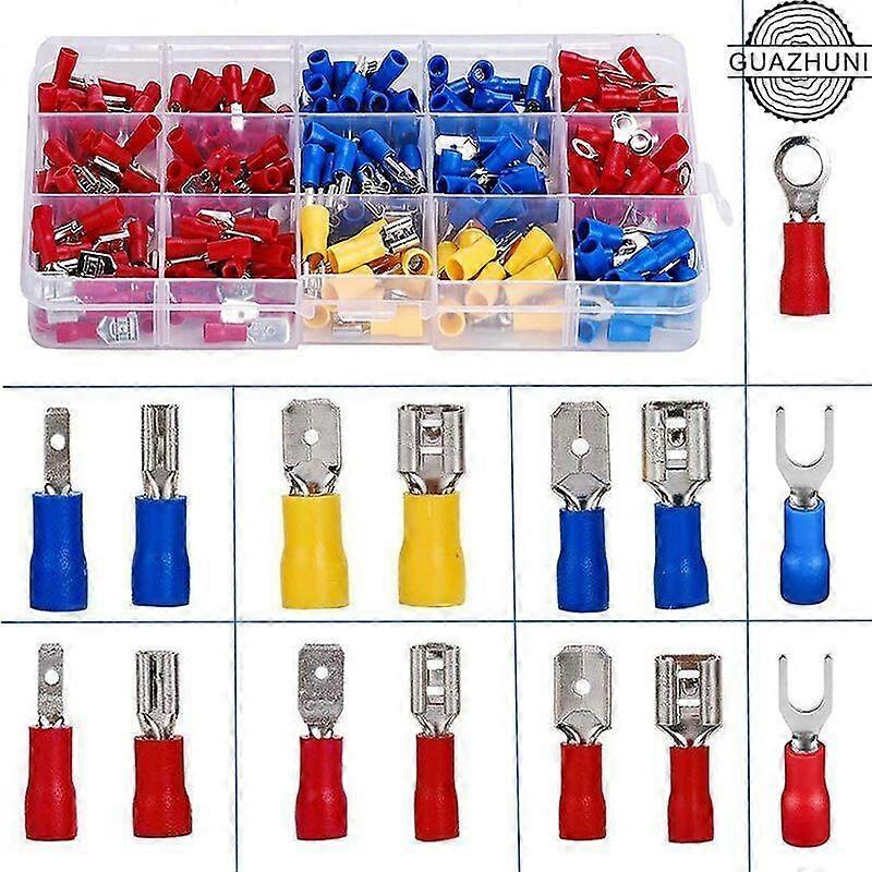 Boîte de 280 cosses d’électricien, cosses électriques à sertir, cosses électriques isolées de 280 pièces, connecteurs électriques à sertir, cosses et kits, assortiment de conns ronds