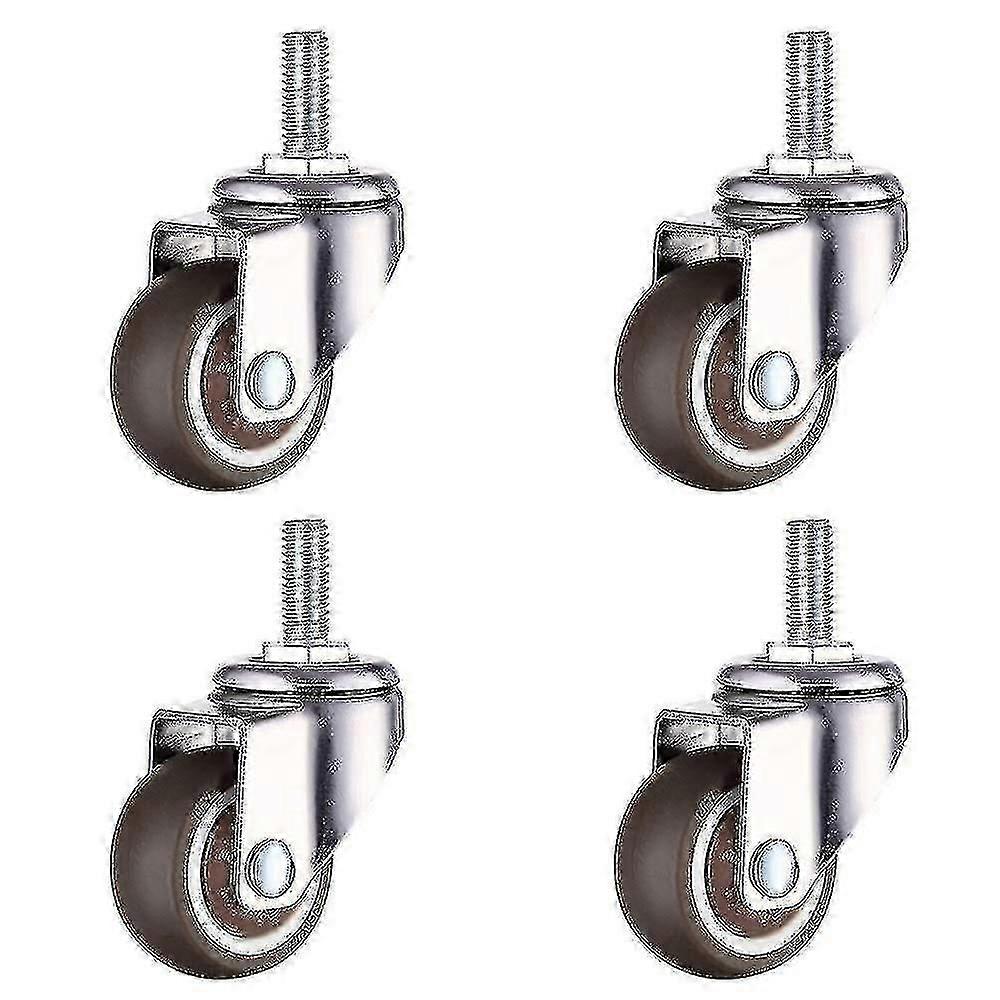 2 Pcs Swivel Caster With Brake And 2 Pcs Swivel Caster Without Brake, M8 Threaded Stem Caster For Fu