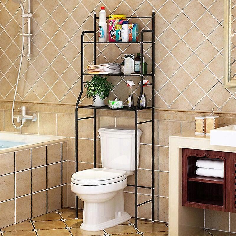 WC-Regal WC Badmöbel Metall 3 Ebenen Schwarz
