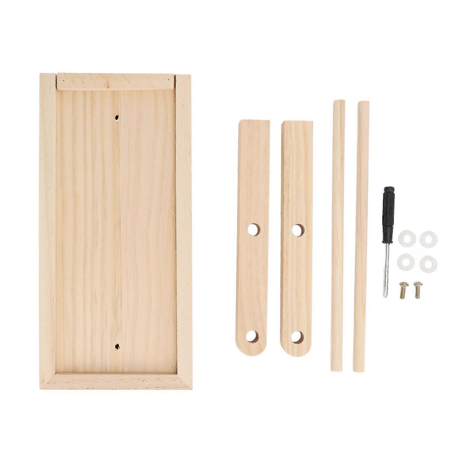 Wooden Yarn Storage Rack Double Layer Portable Non Slip Crochet Yarn Holder with Storage Drawer