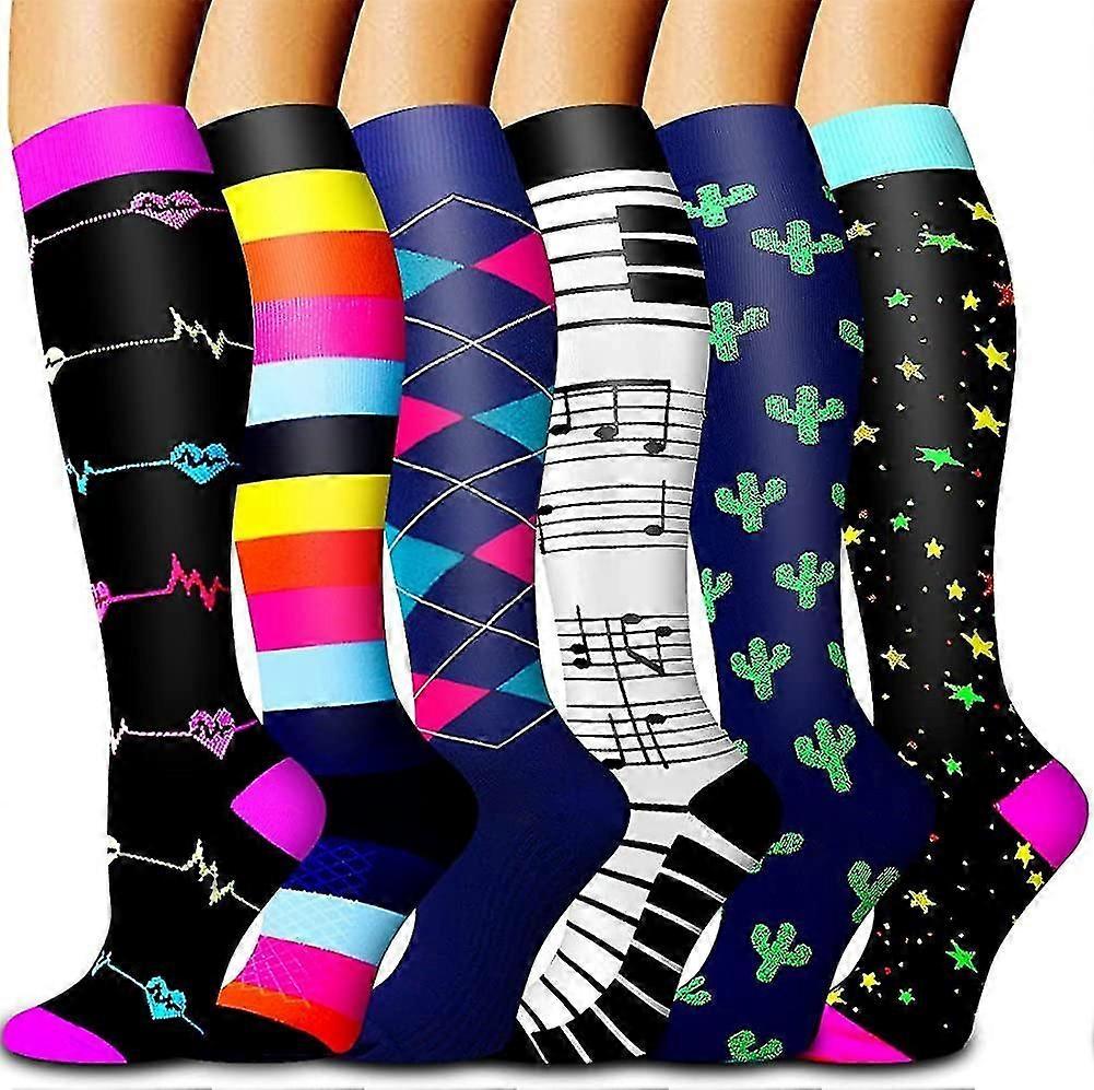 6 Pack Copper Unisex Compression Socks Circulation-best Support For Medical