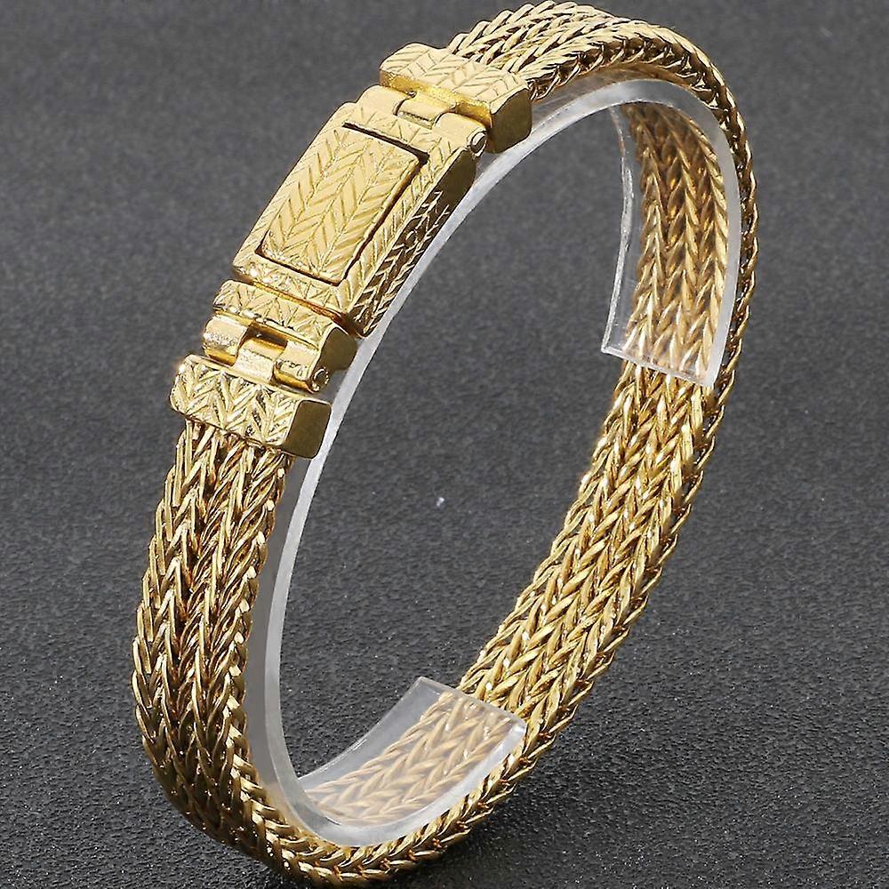 Retro Man Bracelet for Men Gold Color Stainless Steel 10MM Width Keel Chain Men's Bracelets On Hand Wrist Jewerly Accessories