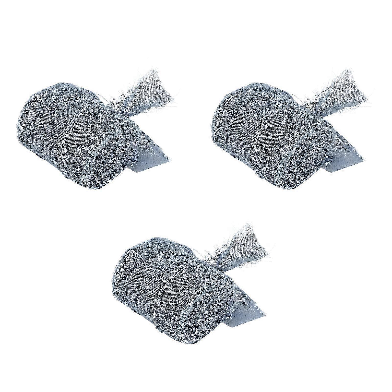 Fringe Chiffon Silk Ribbon Pure Color Hand Crafted Bouquet Ribbon Hand Dyed Portable Chiffon Ribbon for Wedding DIY Craft Light Blue