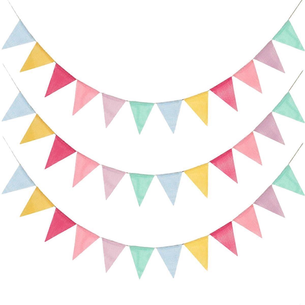 Triangle Fabric Flag, Multicolor Pennant Flags, Customizable Distance
