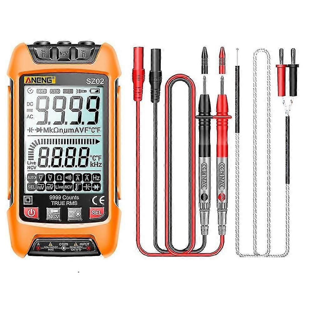 Smart Digital Multimeter True Auto Electrical Capacitance Meter Ac Resistance Transistor Orange