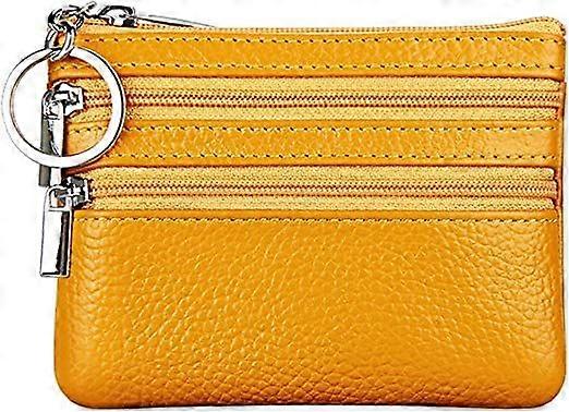 Porte-monnaie en cuir véritable pour femmes Mini pochette Change Wallet avec porte-clés