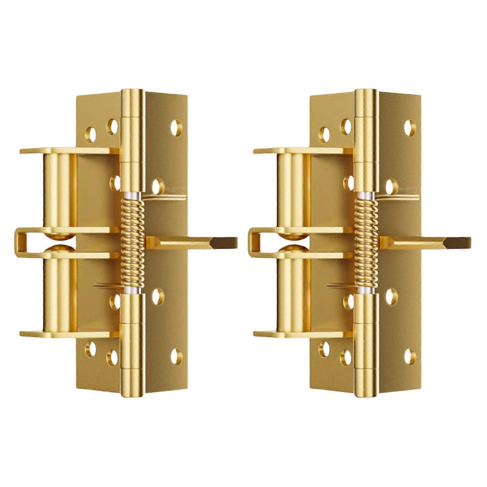 2Pcs 90 Degree Positioning Locking Hinge Buffer Rebound Device  Automatic Door Closer Hinge for Cabinet Wardrobe  Gold