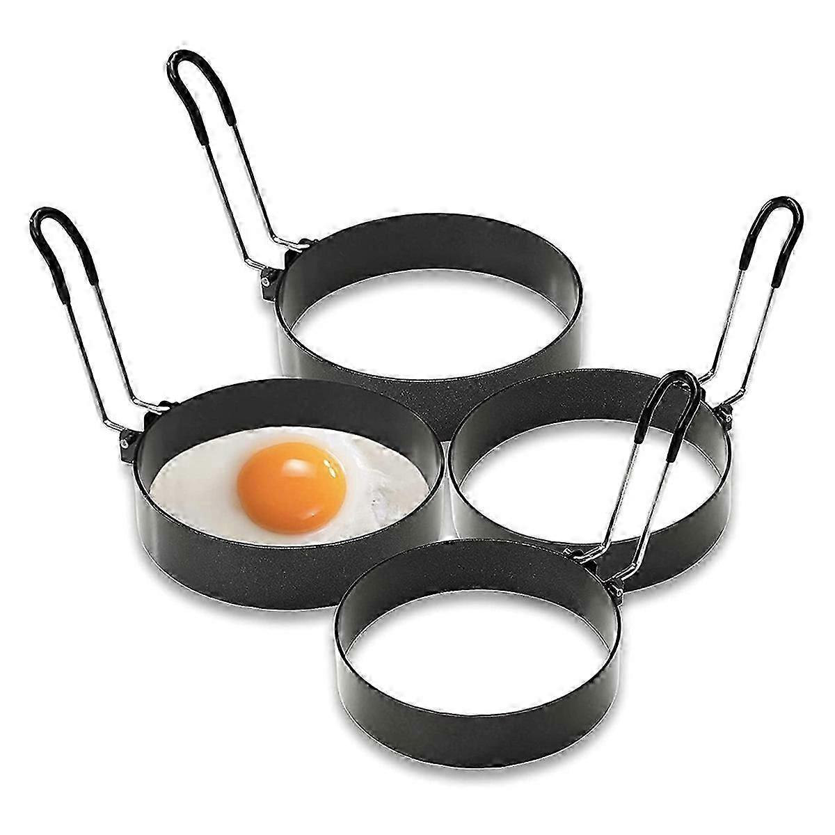 Egg Yolk Breakfast Omelette Ring Thick Omelette Mold with Silicone Applicator Brush (4 Pcs)