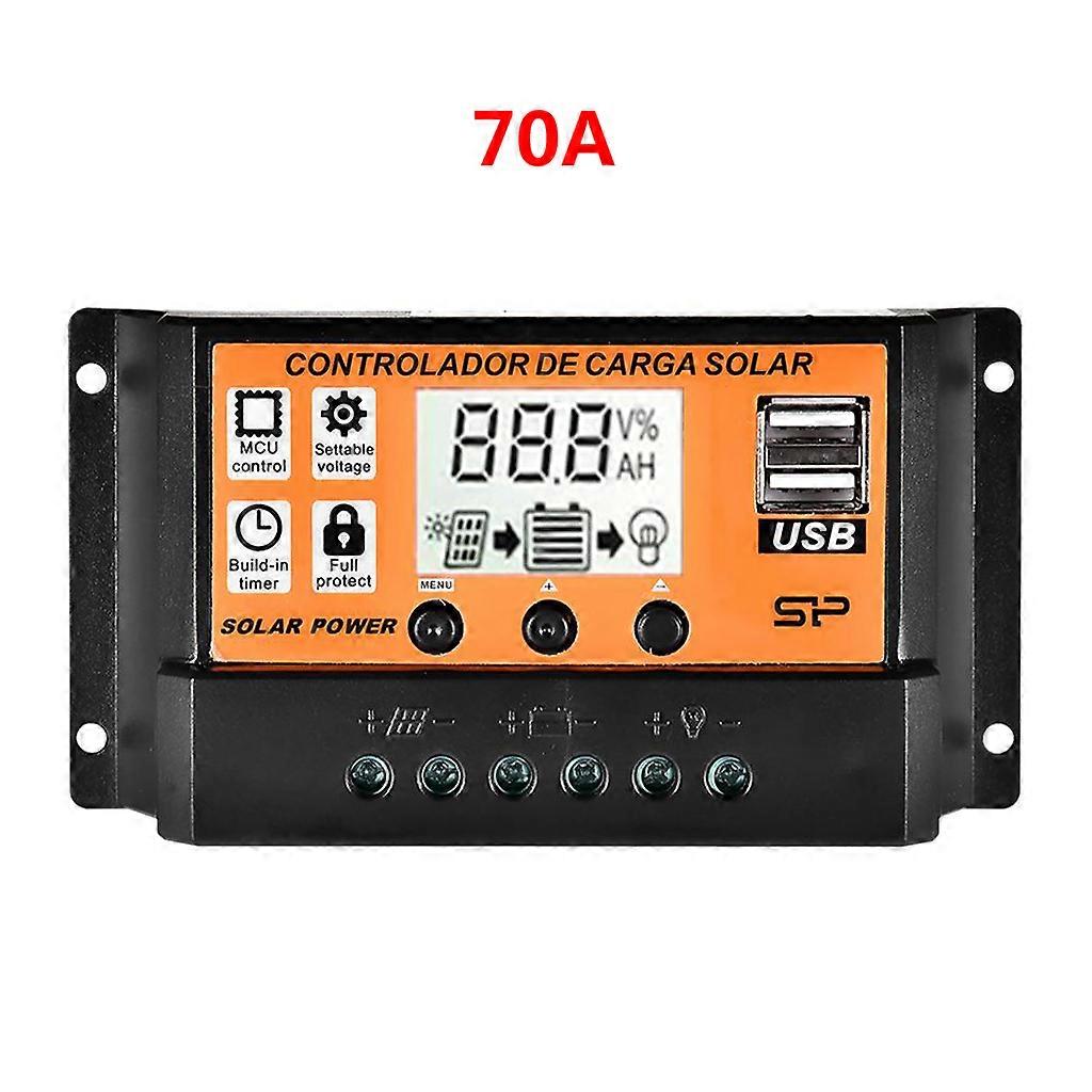 12V 24V Auto Solar Charge Controller PWM Controllers LCD Dual USB 5V Output Solar Panel PV Regulator Accessories