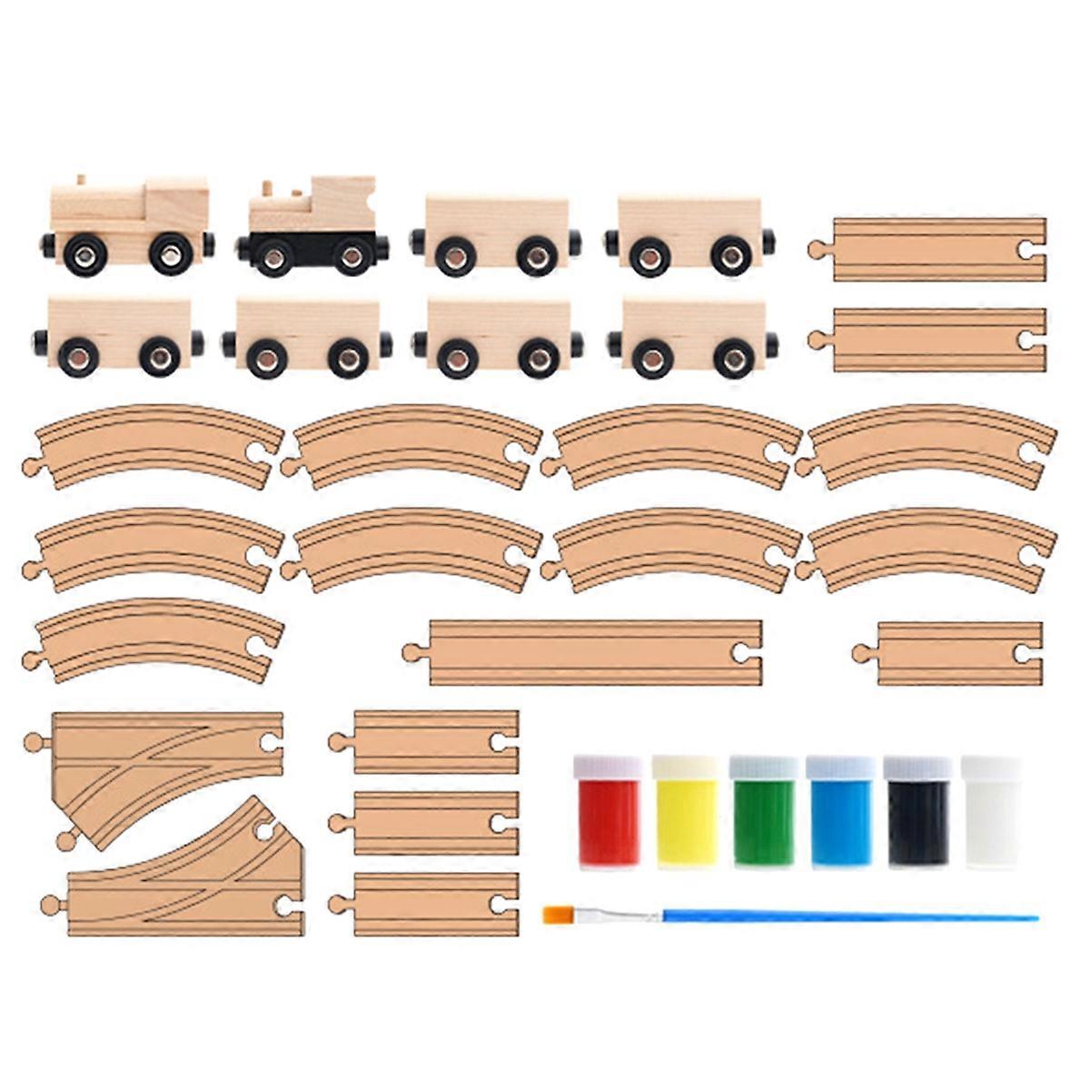 Set of DIY Wooden Train Track Adapters Railway Accessories