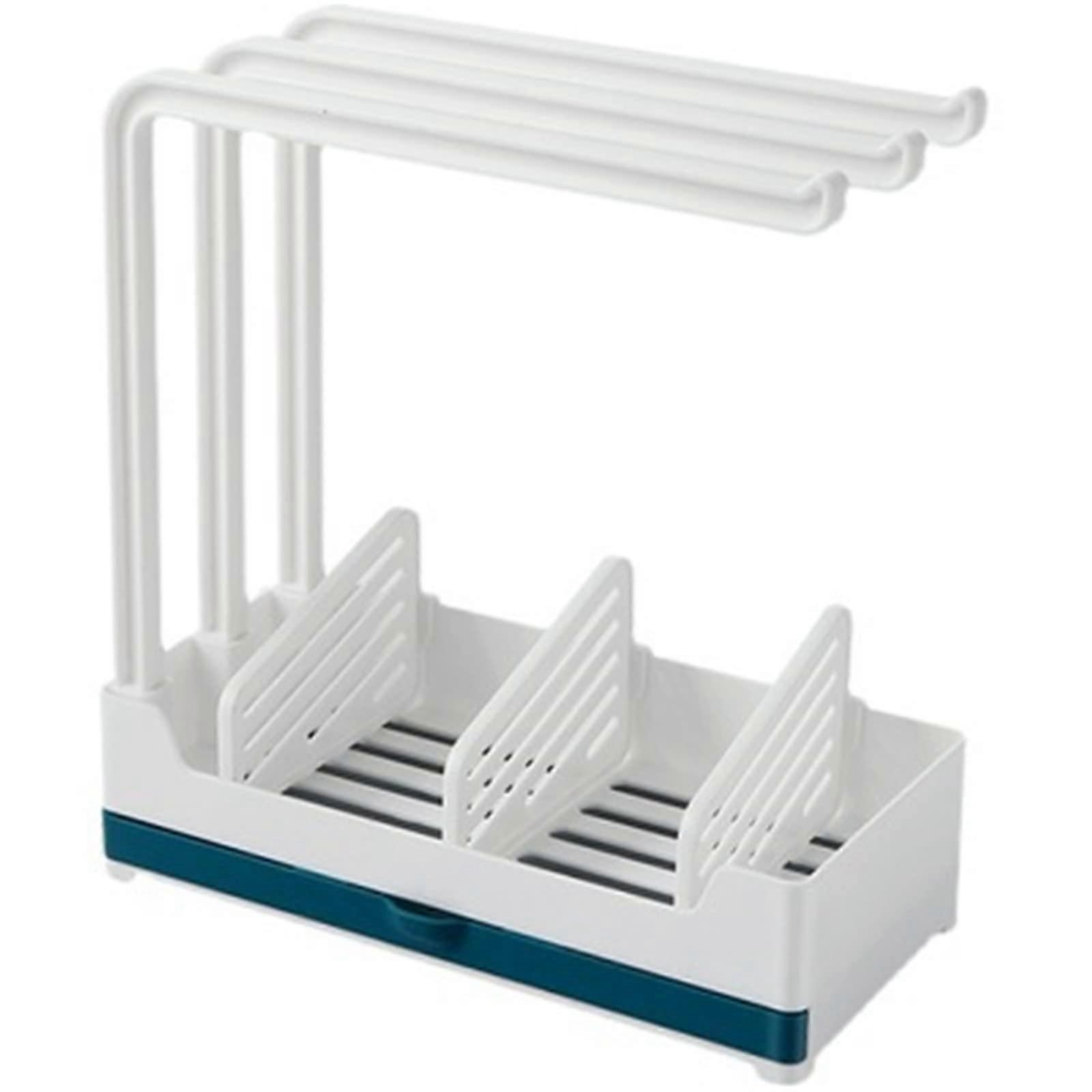 Washcloth Holder Kitchen Rag Storage Rack Wall-Mounted Sponge Drain Rack Multifunctional Blue for Kitchen Bathroom