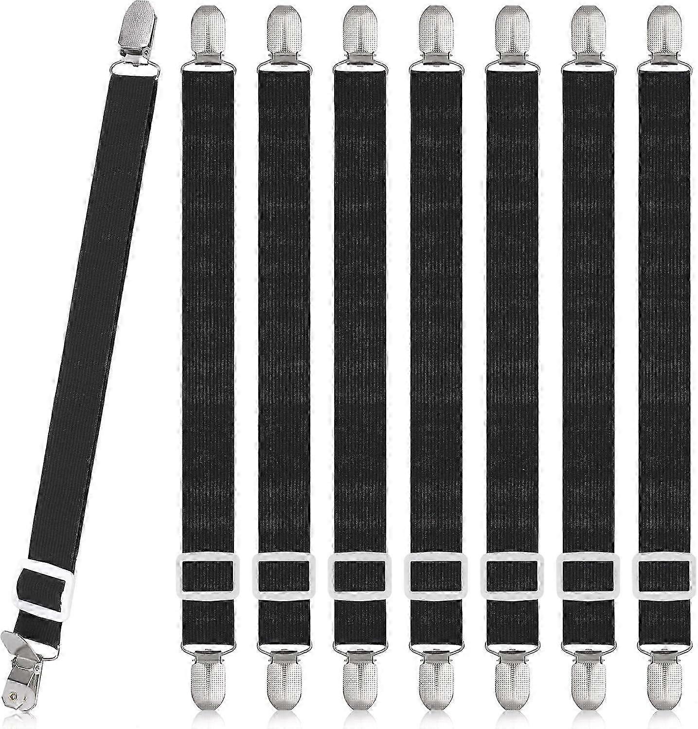 Adjustable Bed Sheet Holders with 8 High Elastic Clips for Max Stretch 120cm Sheets