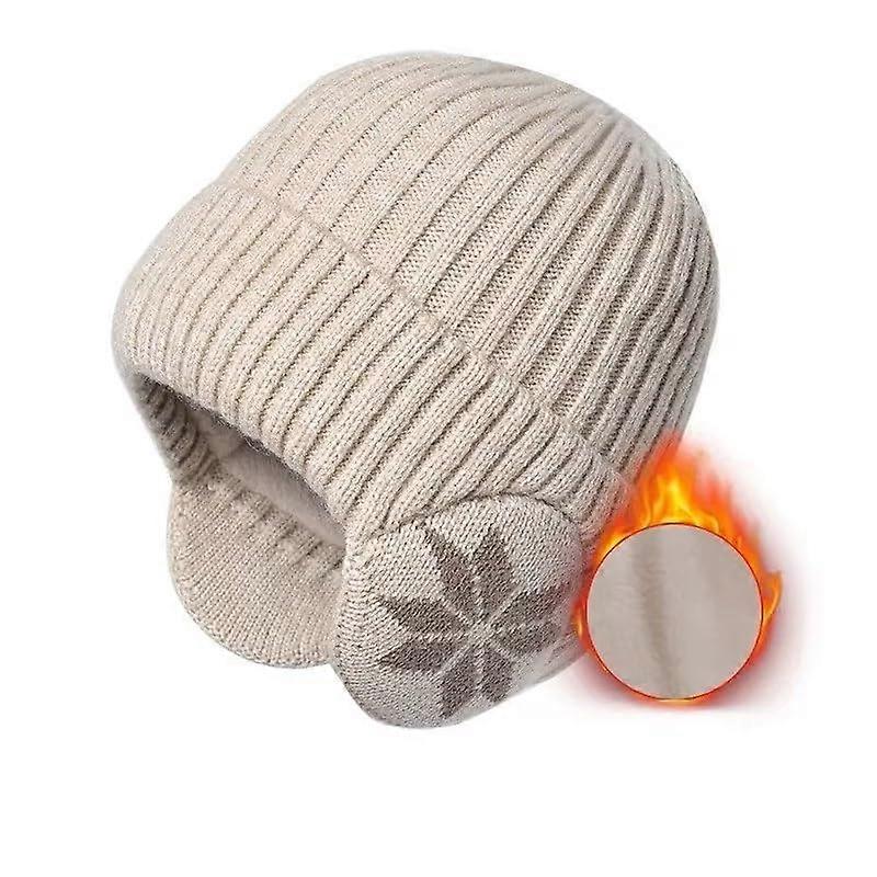 Winter Knitting Beanie Hat with Ear Flaps for Men and Women, Warm Soft Comfortable Stylish Knit Cap in Multiple Colors