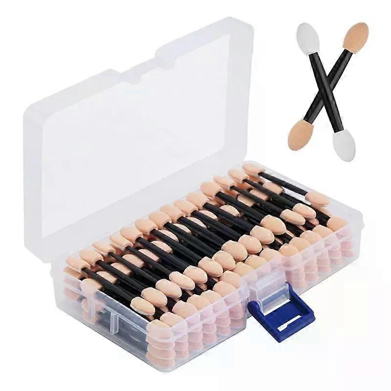 Cuttte 120PCS Double-Sided Makeup Sponge with Container Disposable Eyeshadow Brushes Makeup Blades Length