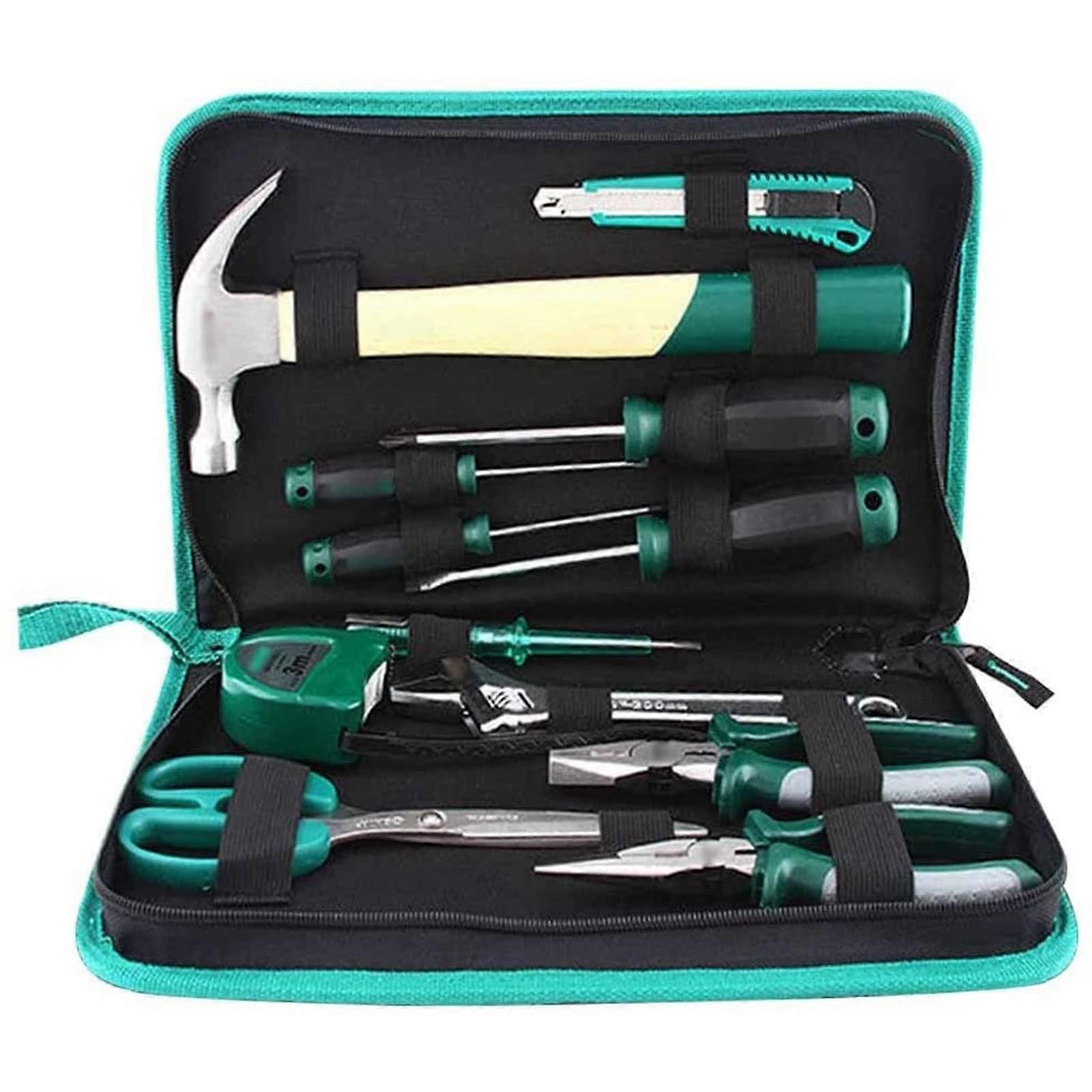 Home Repair Tools Set, 12 Pieces General Household Purpose Tool Set, Basic Tool Kit for Home with Plastic Toolbox Storage Case