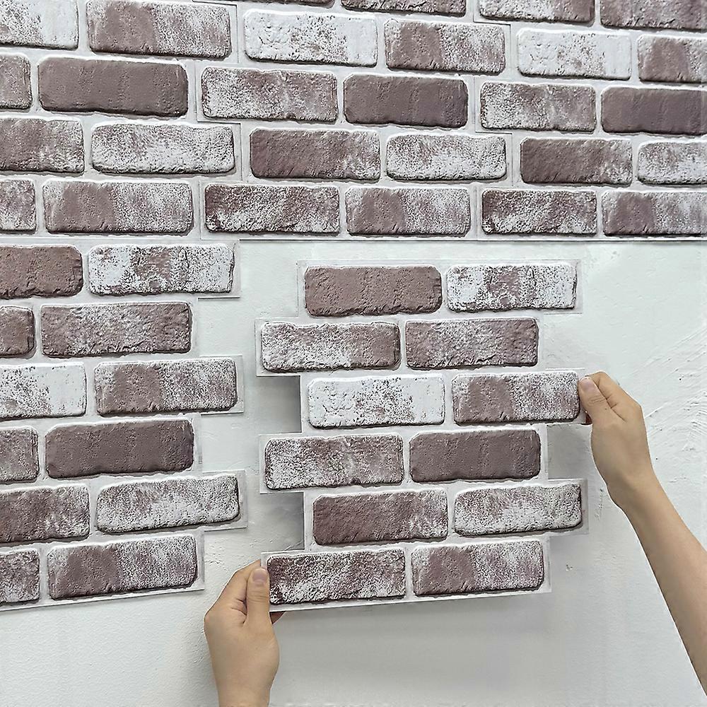 20pcs 3D Rose & Rustic Faux Brick Wall Panels, Self-Adhesive Decorative Tile Stickers, Waterproof for Interior Walls, 30x30cm