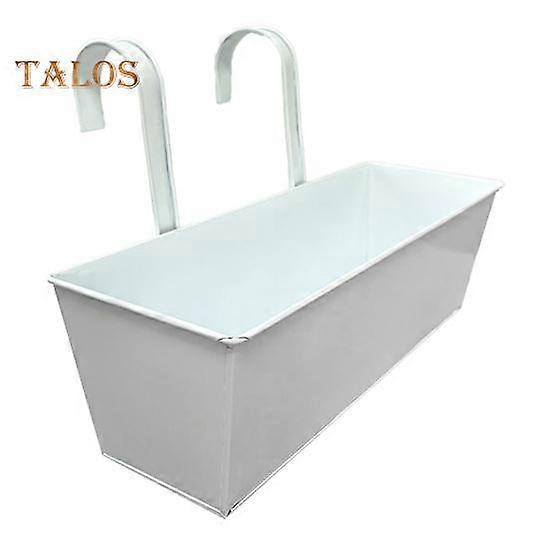 Hanging Flower Pot Rectangular Railing Planter with Drainage Hole 16 Inch Planter Box with Hooks for Balcony Porch or Deck Herbs Flowers