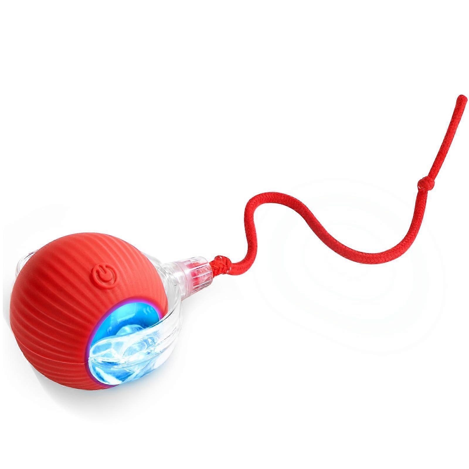 Interactive Cat Toys for Indoor Cats - Smart Puppy Ball with Tail, Realistic Bird Sounds, Obstacle Avoidance, Red Color
