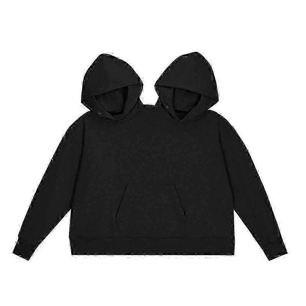 Couple Unisex Long Sleeve Solid Colour Pullover Hoodies