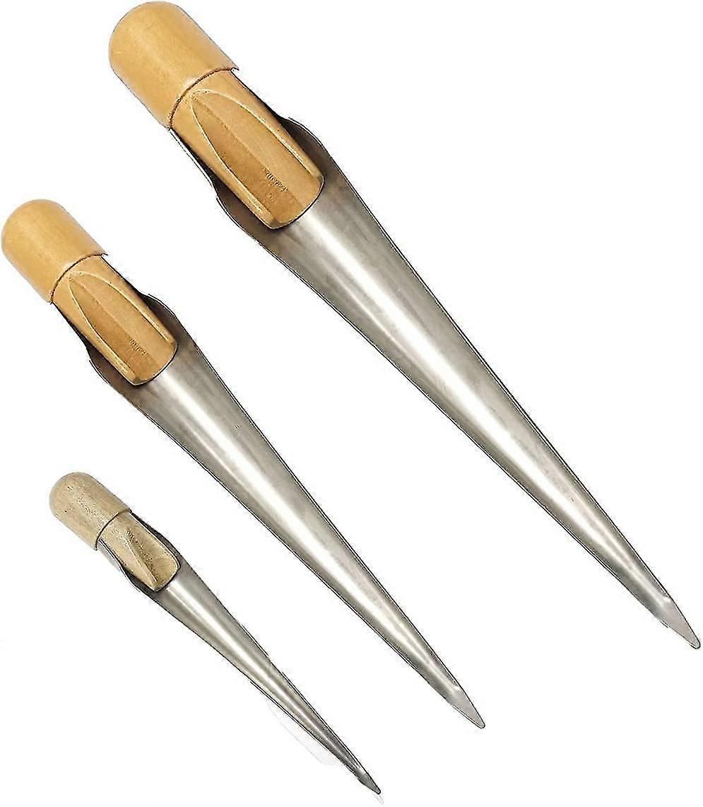 Niuniu Marine Rope Splicing Spike Fid With Wood Handle,stainless Steel For Line Wire Dia 1/8 To 1/2" Small, 1/2" To 1" Medium, 1" And Up Large3pcs