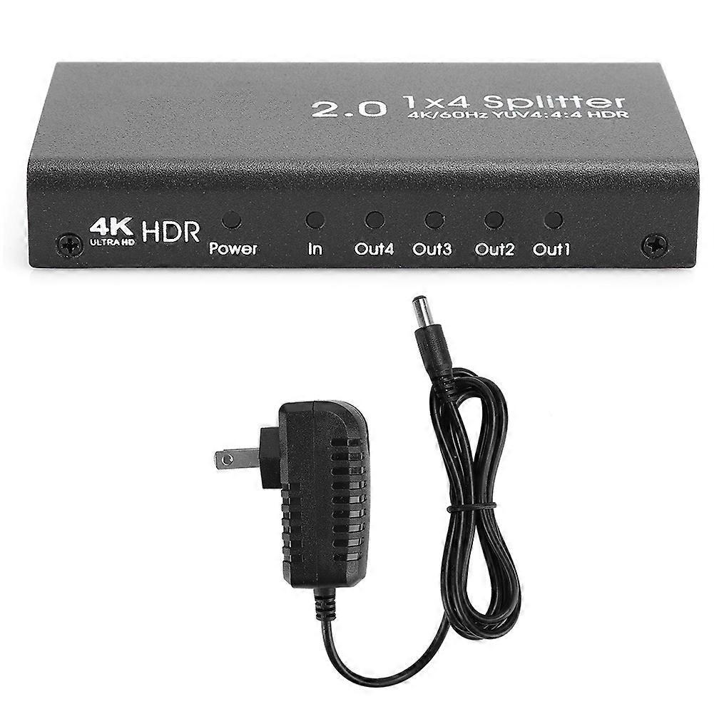 1x4 HDMI 2.0 Splitter 1 in 4 out Video Distributor Switcher 4K 60HZ AC100-240V