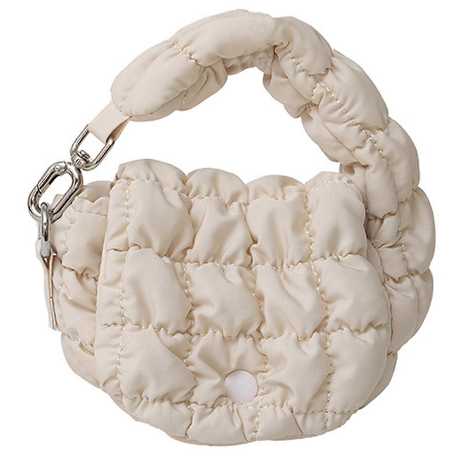 Trendy Phone Bag with Zippered Closure Practical Evening Bag Nylon Coin Purse Small Handbag for Daily Convenience White