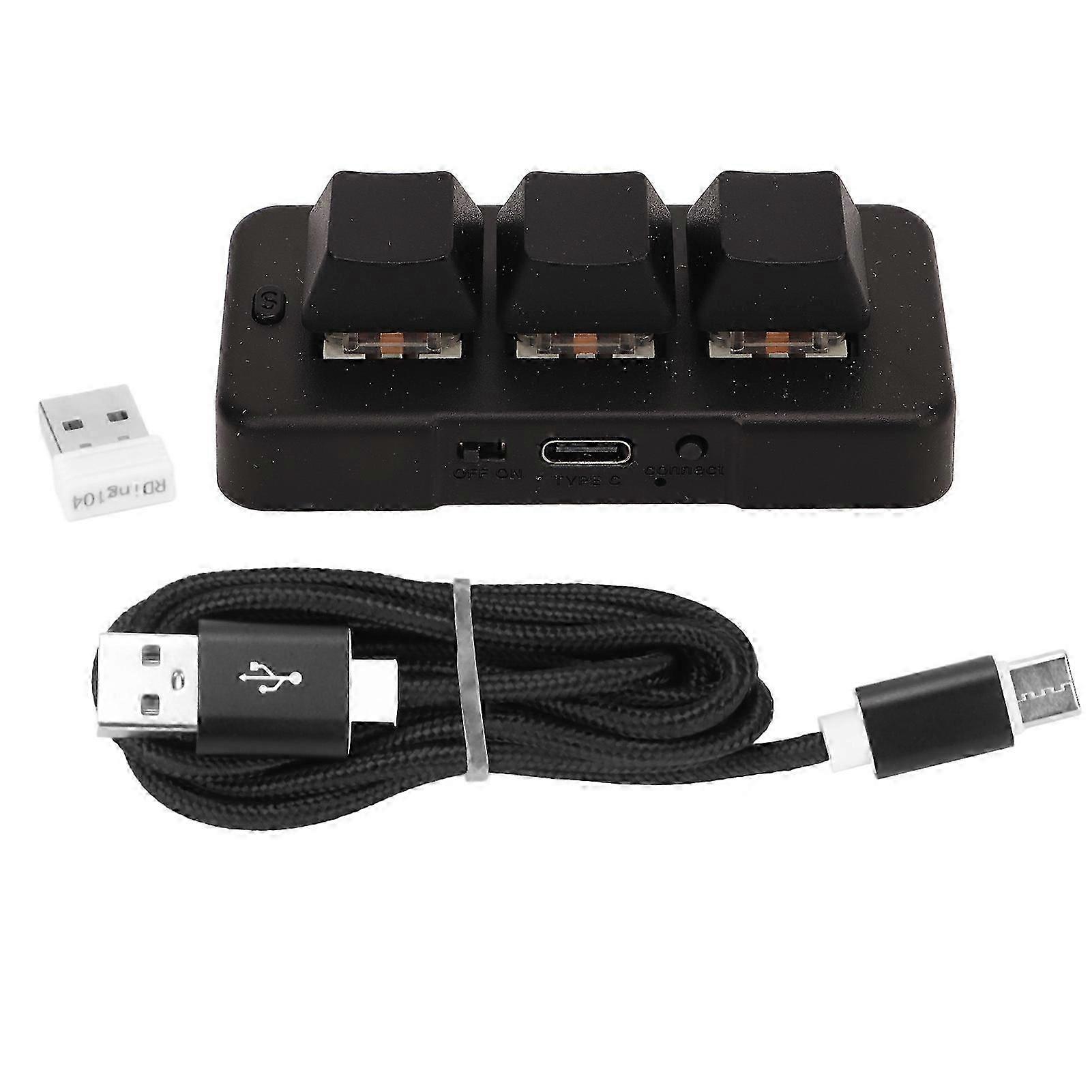 3 Keys Keyboard RGB Backlight USB 2.4g Wireless Three Button Three Mode Mini HID Programming Mechanical Keyboard
