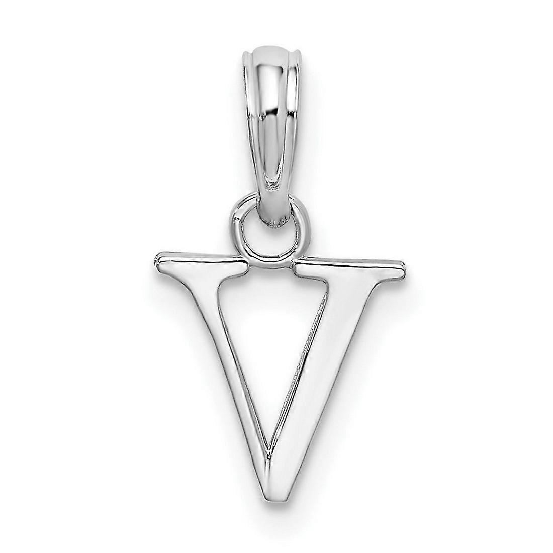925 Sterling Silber Rhodiniert Poliert Block Buchstabe Name Personalisiert Monogramm Initiale V Anhänger Halskette-Anhänger f