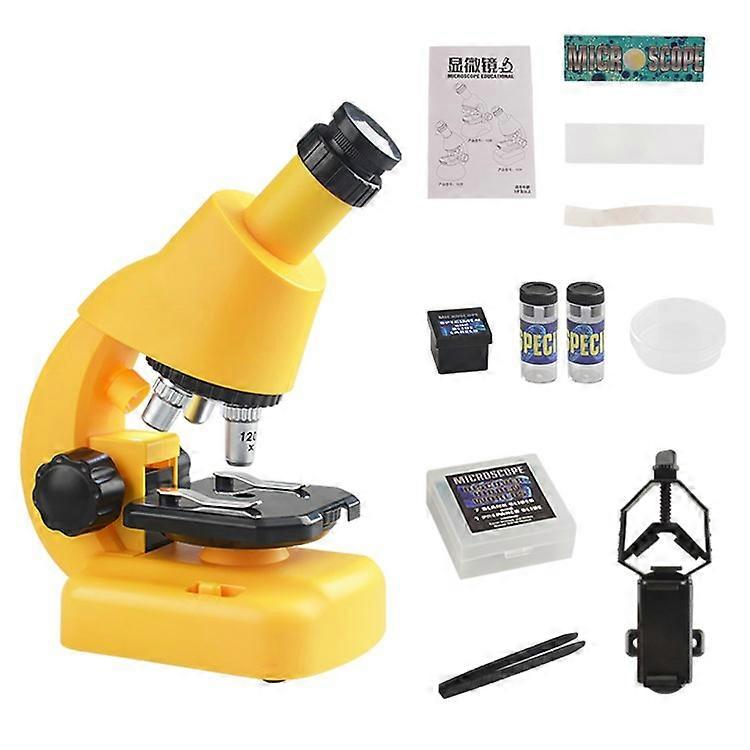 2203/2205 Children Microscope Kit 100X/400X/1200X Magnification Science Toys Microscope Slides with Specimens for Kids Students Mi